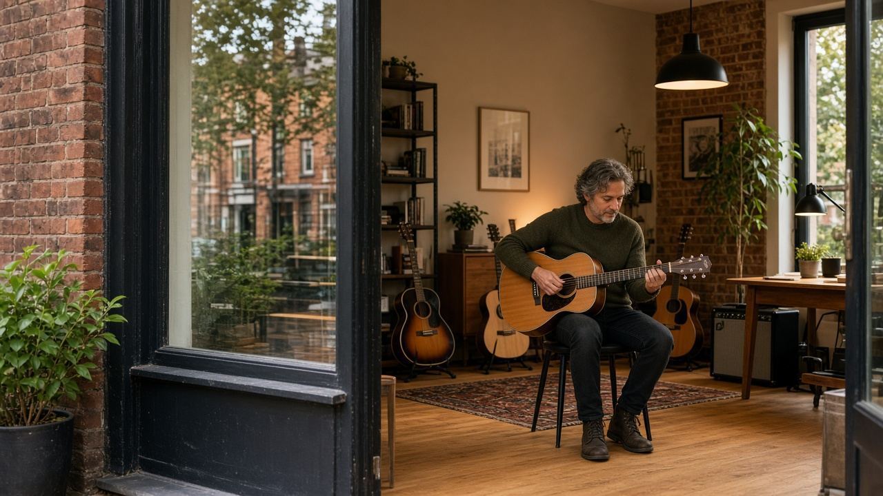 Adult music studio / guitar lessons workspace at Fiumapersu House